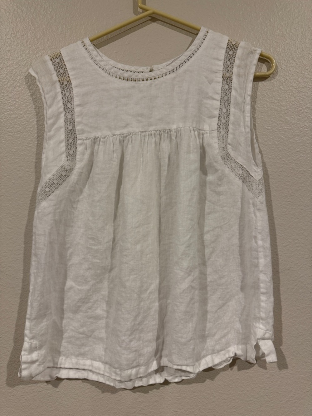 LOFT Cream Linen Eyelet Shell